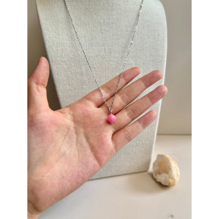 アマゾナイトとピンクアゲートのラウンドネックレス - SoulClam ハンドメイド