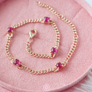 スターリングシルバー製ルビーブレスレット｜本物の宝石とピンクゴールド