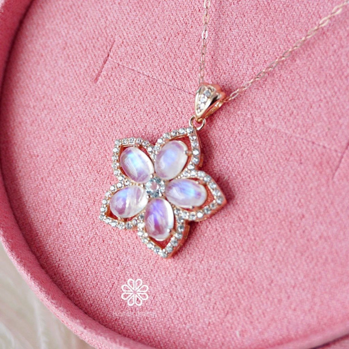 スターリングシルバー製ジェムストーンペンダントネックレス - Rosen'marryRN127