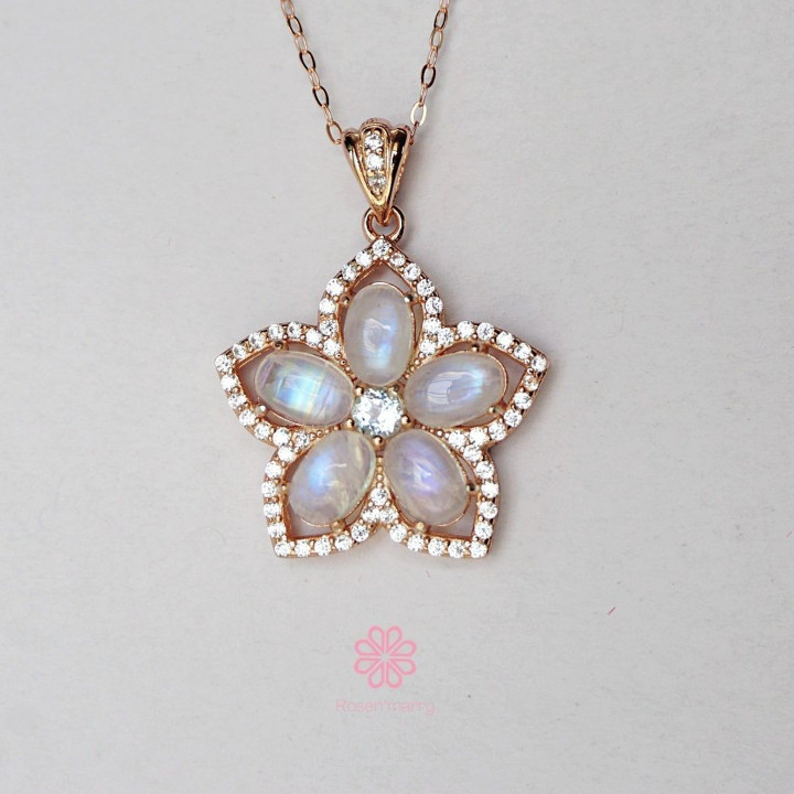 スターリングシルバー製ジェムストーンペンダントネックレス - Rosen'marryRN127