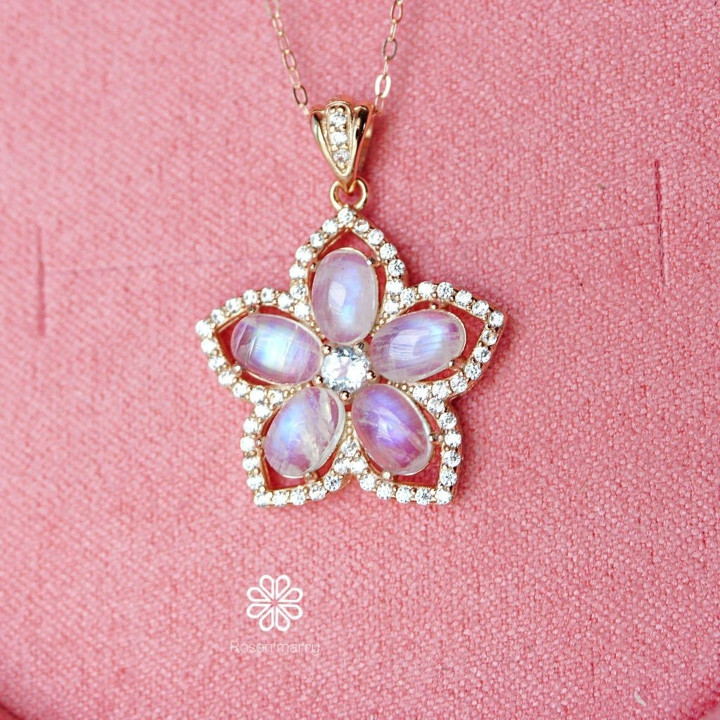 スターリングシルバー製ジェムストーンペンダントネックレス - Rosen'marryRN127