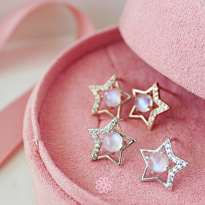 スカイブルームーンストーンイヤリング｜スターリングシルバー｜幸運の宝石ギフト