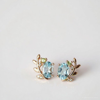 スターリングシルバーのペリドットとトパーズのイヤリング - Rosen'marry Good Luck Jewelry