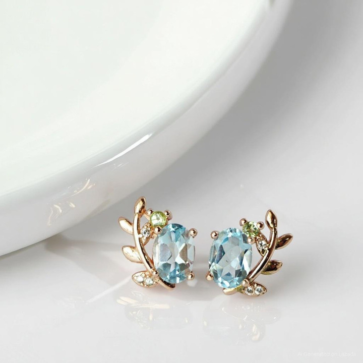 スターリングシルバーのペリドットとトパーズのイヤリング - Rosen'marry Good Luck Jewelry