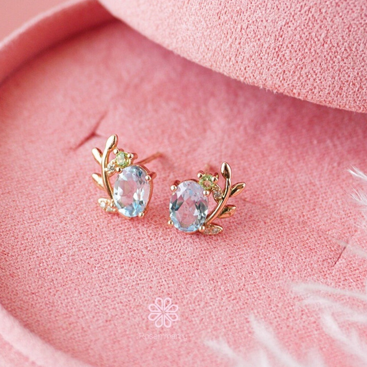 スターリングシルバーのペリドットとトパーズのイヤリング - Rosen'marry Good Luck Jewelry