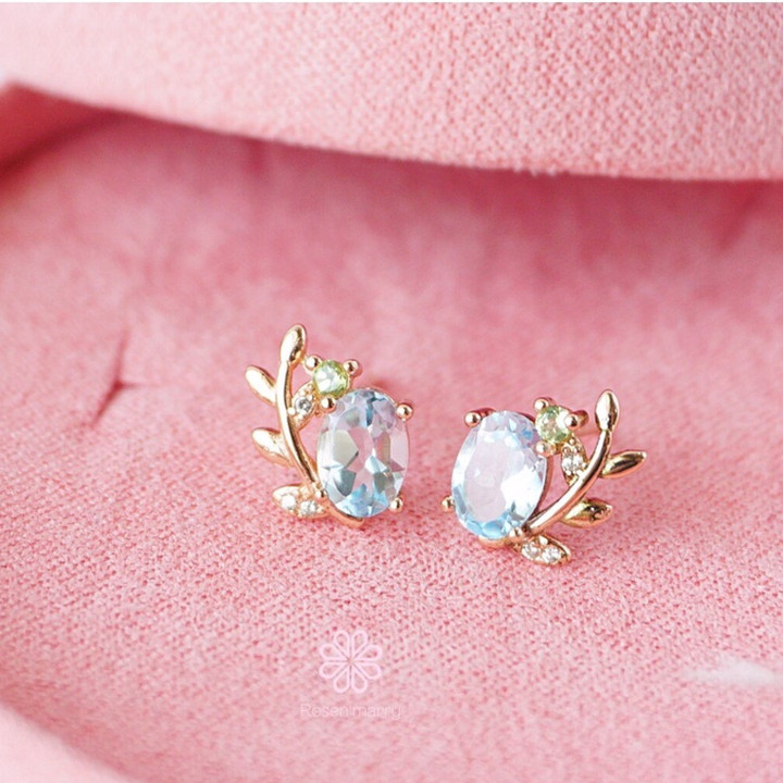 スターリングシルバーのペリドットとトパーズのイヤリング - Rosen'marry Good Luck Jewelry