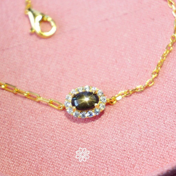 ブラックスタースターサファイアブレスレット | 925スターリングシルバーとゴールド