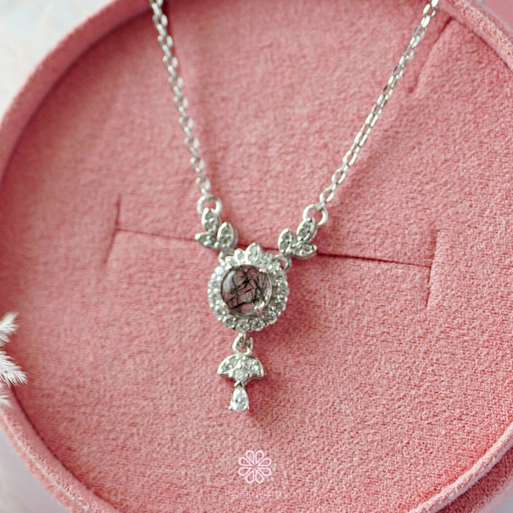 ブラックシルククォーツネックレス｜スターリングシルバー｜幸運の宝石