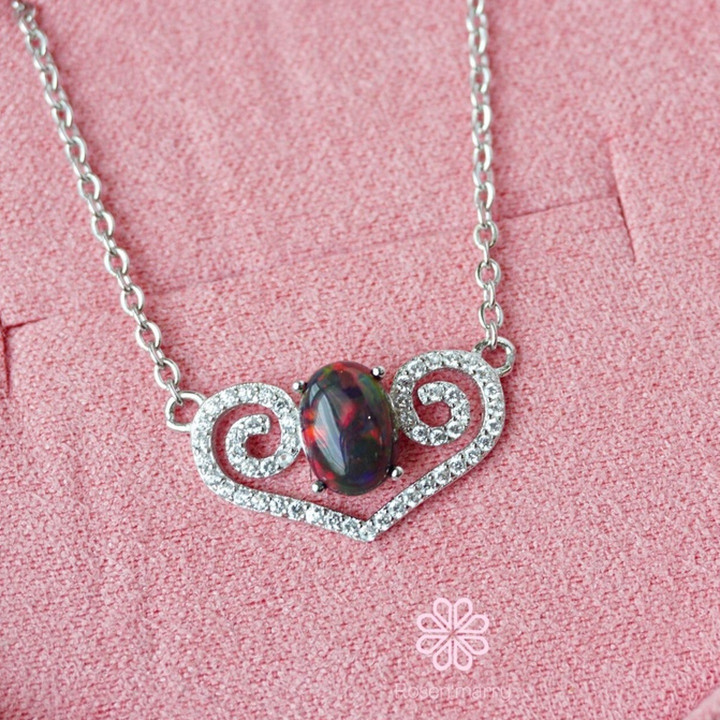 ブラックオパールネックレス｜原石とスターリングシルバーのギフト