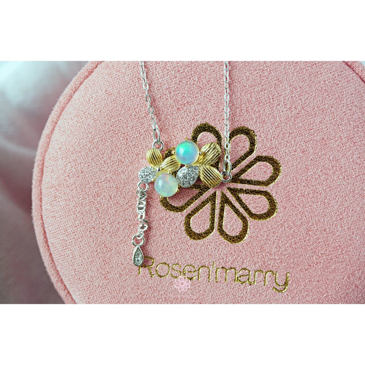 スターリングシルバー製、本物のオパールネックレス | Rosen'marry RN065