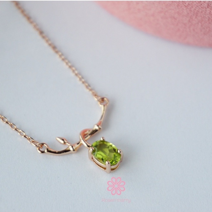ペリドットネックレス｜925シルバーとローズゴールド｜誕生日プレゼント