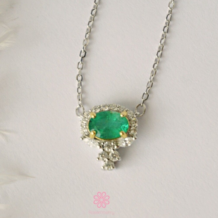 本物のエメラルドネックレス｜原石エメラルドとスターリングシルバー