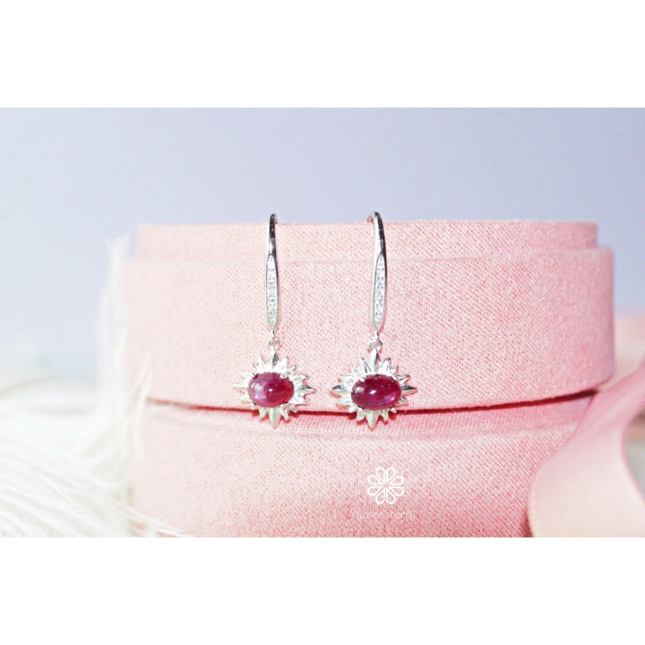本物のルビーイヤリング｜925スターリングシルバー｜ギフトセット