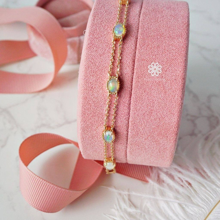 本物のオパールブレスレット | 925スターリングシルバーとローズゴールド