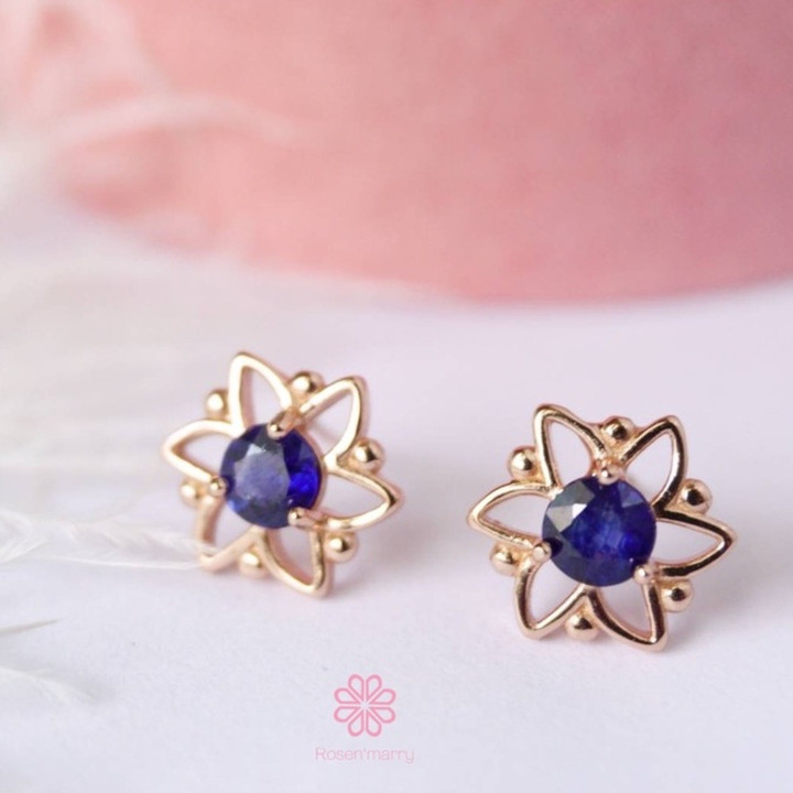 ブルーベルベットサファイアイヤリング | スターリングシルバー | Rosen'marry