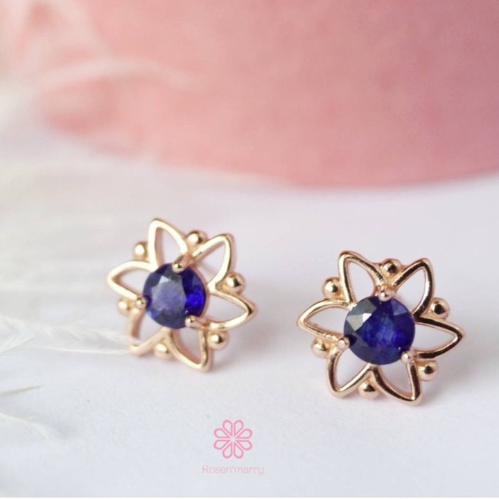 ブルーベルベットサファイアイヤリング | スターリングシルバー | Rosen'marry