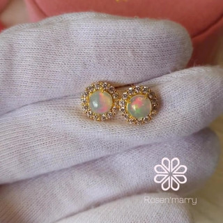 天然オパールイヤリング｜スターリングシルバー＆ゴールドメッキ｜低アレルギー性