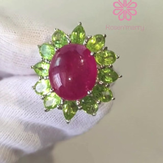 ローズゴールドのペリドットリング｜スターリングシルバーとホワイトゴールド｜30カラット