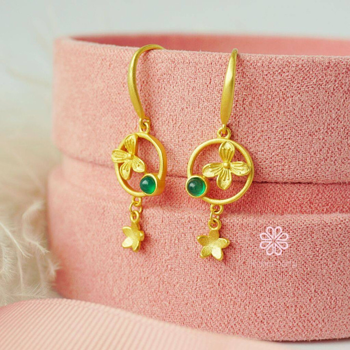 天然瑪瑙のドロップピアス｜スターリングシルバーとゴールドメッキ