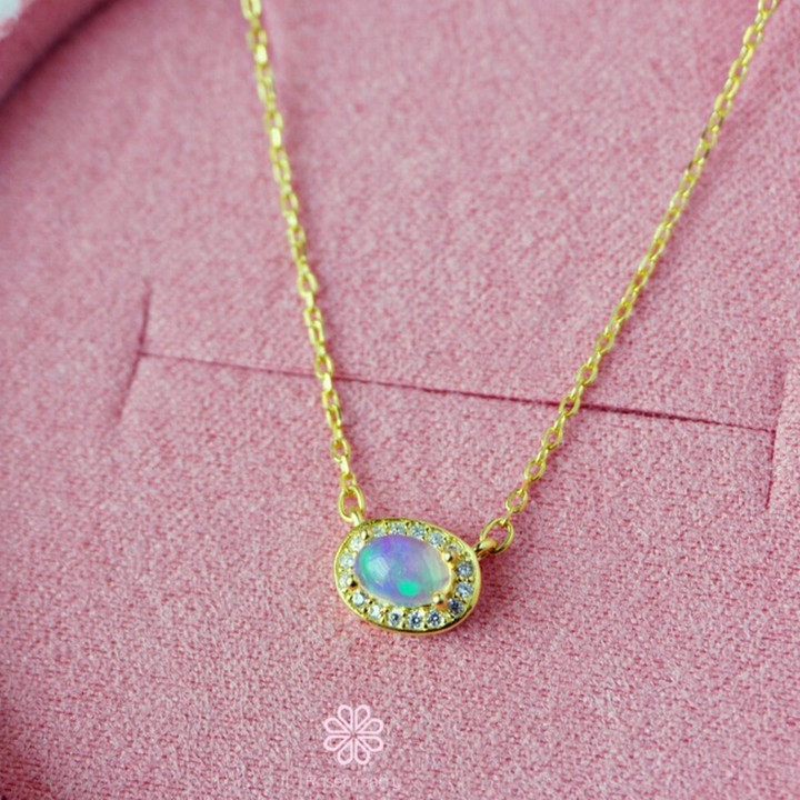 原石オパールネックレス｜925スターリングシルバー＆ゴールドメッキ