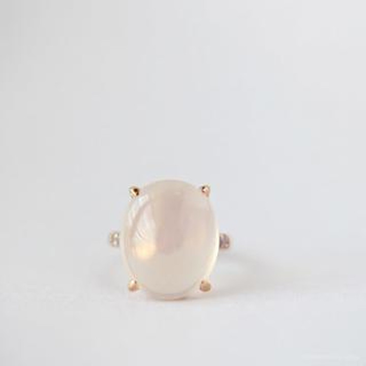 ローズクォーツとタンザナイトのリング｜スターリングシルバー、23Kゴールドメッキ