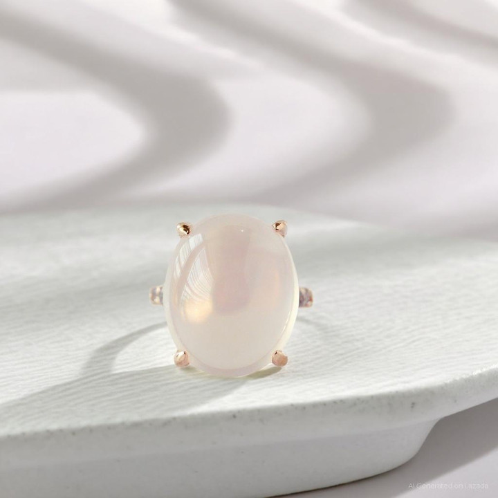 ローズクォーツとタンザナイトのリング｜スターリングシルバー、23Kゴールドメッキ