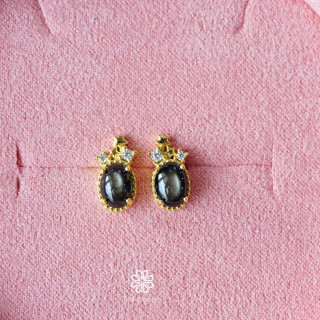 ブラックスタースターサファイアスタッドピアス｜スターリングシルバー＆ゴールドメッキ