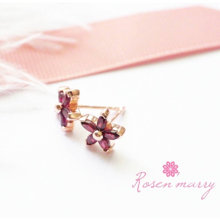 ロードライト宝石イヤリング | 925スターリングシルバー | Rosen'marry