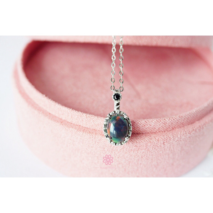 ブラックオパールネックレス｜925スターリングシルバー｜天然宝石