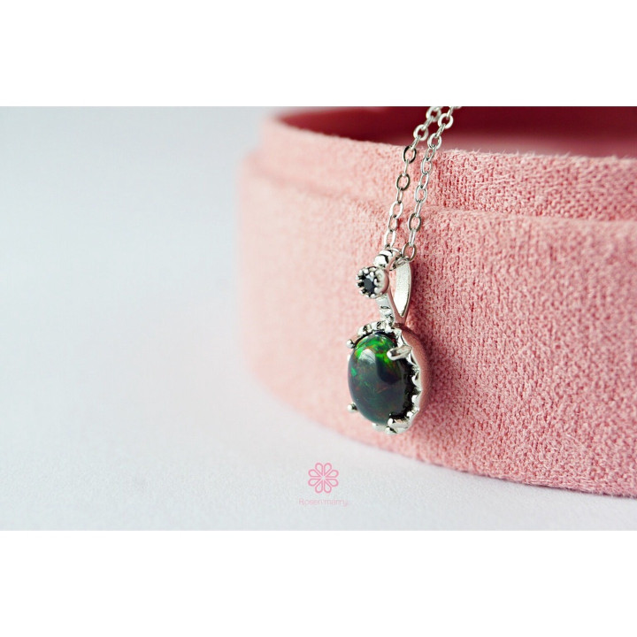 ブラックオパールネックレス｜925スターリングシルバー｜天然宝石