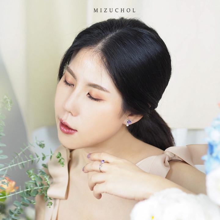 자수정 원석 귀걸이