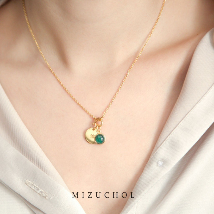 スターリングシルバー製エバーグリーンネックレス（マラカイト）