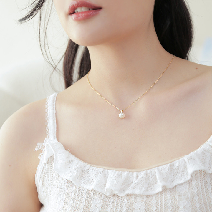 ゴールドメッキのスターリングシルバー製パールクラウドネックレス