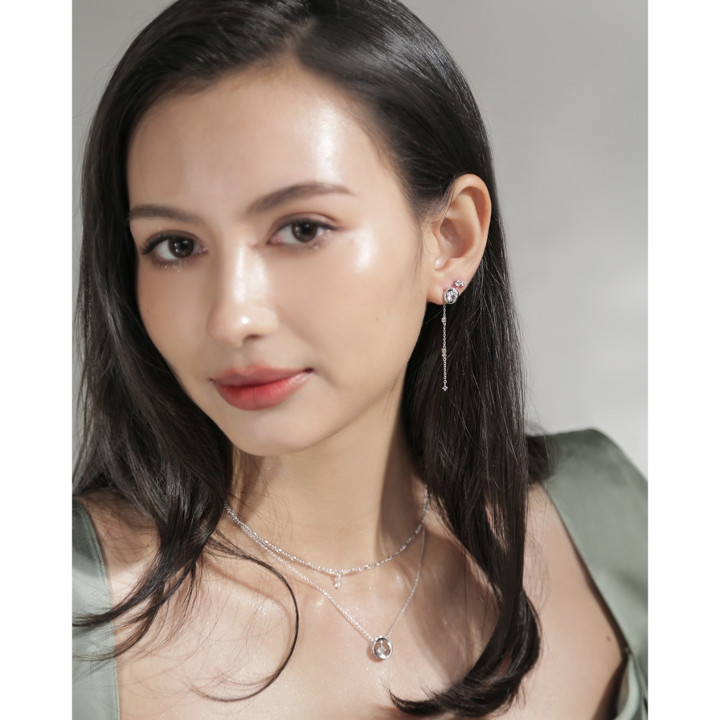 オーシャンバブリングアクアマリン ホワイトゴールドメッキイヤリング