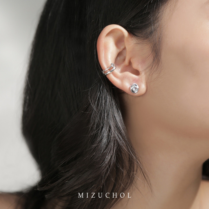 ホワイトゴールドメッキのスターリングシルバー製アクアマリンイヤリング