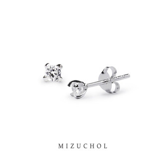 クリスタルダイヤモンド付きスターリングシルバーイヤリング（3mm）