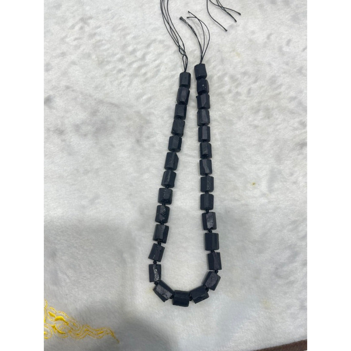 블랙 투르말린 목걸이 - 원석, 40cm (16인치) 줄