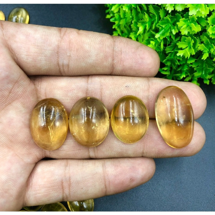 天然シトリンカボション - 1個、手磨き仕上げ（ジュエリー用）