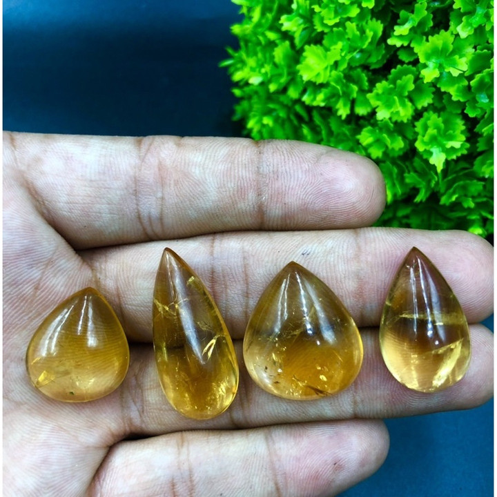 天然シトリンカボション - 1個、手磨き仕上げ（ジュエリー用）