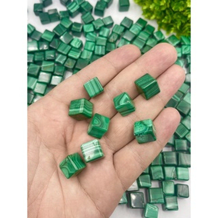 AAA 등급 말라카이트 큐브, 10mm, 주얼리 제작용, 반쯤 구멍 뚫림