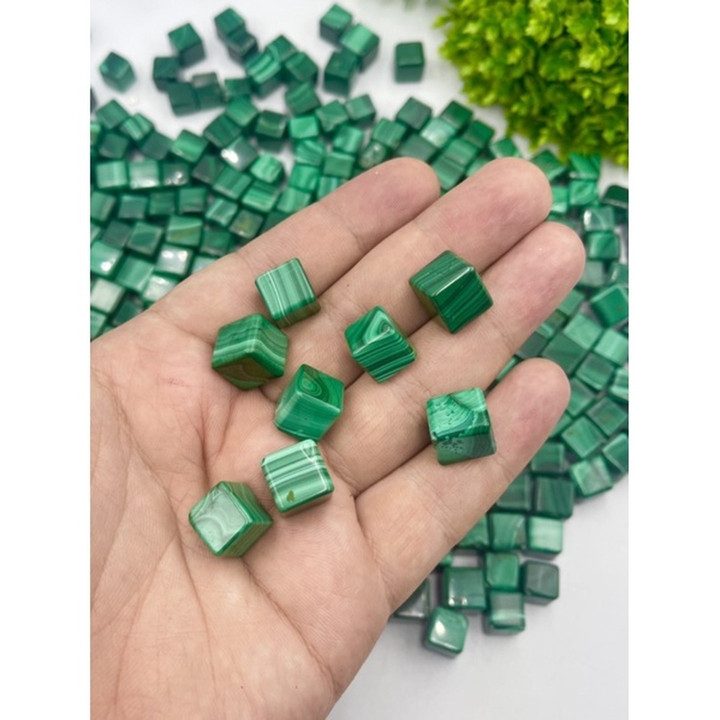 AAA 등급 말라카이트 큐브, 10mm, 주얼리 제작용, 반쯤 구멍 뚫림