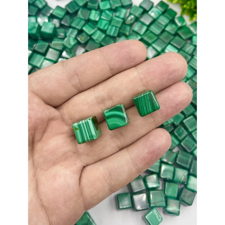 AAA 등급 말라카이트 큐브, 10mm, 주얼리 제작용, 반쯤 구멍 뚫림