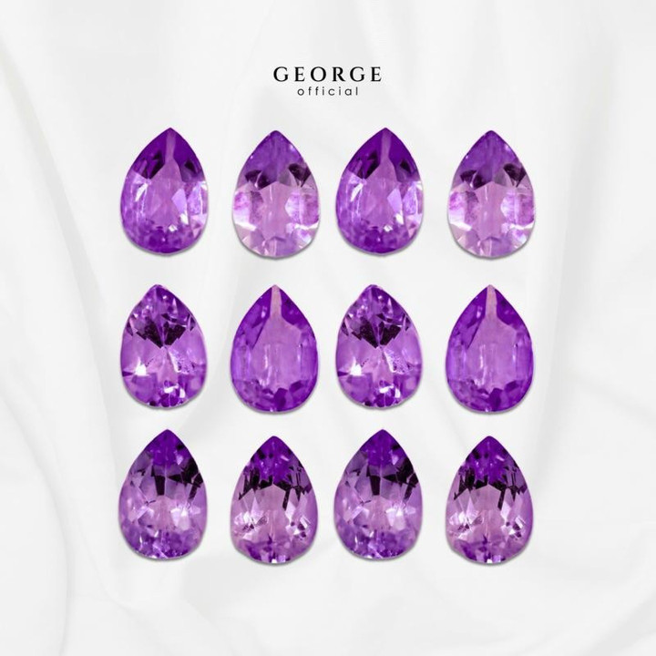 アメジスト・ペアカット宝石 - George JewelryによるGGAMP認定