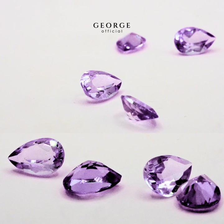 アメジスト・ペアカット宝石 - George JewelryによるGGAMP認定