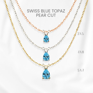 スイスブルートパーズのティアドロップネックレス｜スターリングシルバーとゴールド