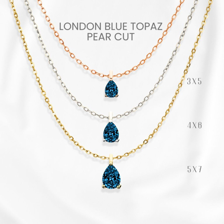 ロンドンブルートパーズ ティアドロップネックレス | スターリングシルバー＆ゴールドメッキ