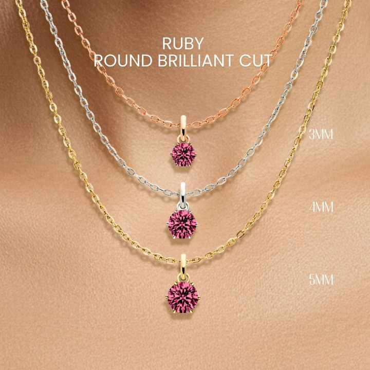 輝くルビーのネックレス｜ミニマルな925スターリングシルバー