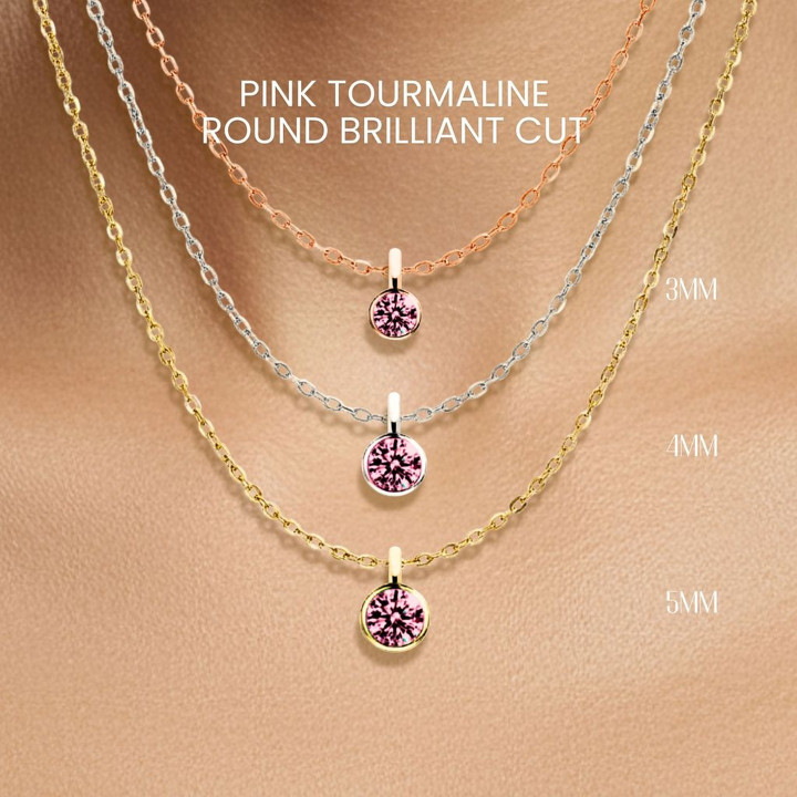 ピンクトルマリンネックレス｜スターリングシルバー、ゴールドメッキ　ジョージ製