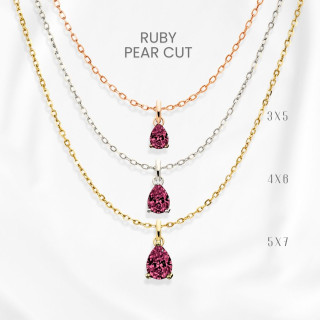 本物のルビーのティアドロップネックレス｜ジョージジュエリー｜925スターリングシルバー