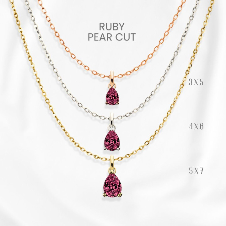 本物のルビーのティアドロップネックレス｜ジョージジュエリー｜925スターリングシルバー